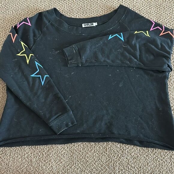 Chrldr Women’s Faded Black with Rainbow Stars Matching Jogger Set - Size S - Picture 2 of 7